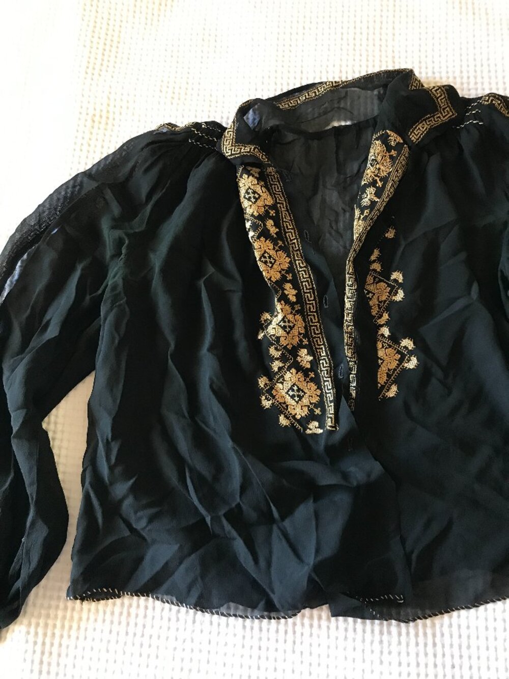 Vintage 1920s Silk Blouse - Floral/Greek key